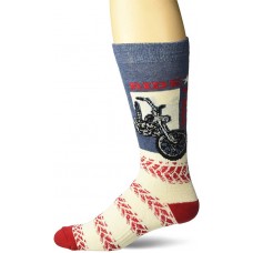 K. Bell Men's Ride Free Crew Socks  - American Made Socks 1 Pair, Denim Heather, Mens Sock Size 10-13/Shoe Size 6.5-12
