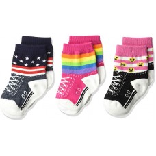 K. Bell Rainbow Stripe Shoe 3Pk Infant Crew Socks 1 Pair, Fuchsia, Infant's Size: 12-24 Months