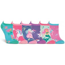 K. Bell Mythical Creatures, Blue Assorted, Womens Sock Size 9-11/Shoe Size 4-10, 6 Pair