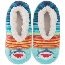 K. Bell Shark Slippers, Turquoise, Womens Shoe Size 5-8.5, 1 Pair