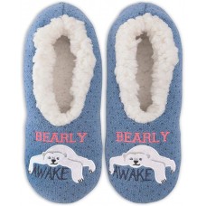 K. Bell Bearly Awake Slippers, Blue, Womens Shoe Size 5-8.5, 1 Pair