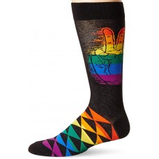 K. Bell Men's Pride Crew Socks 1 Pair, Black, Men's  Size Shoe 10-13
