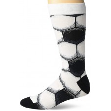K. Bell Men's Soccer Ball Crew Socks 1 Pair, White, Men's  Size Shoe 10-13