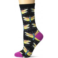 K. Bell Large Dragonflies Crew Socks 1 Pair, Black, Women's  Size Shoe 9-11