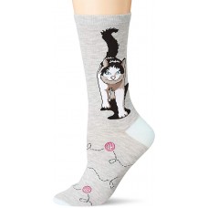 K. Bell Cat & Yarn Crew Socks 1 Pair, Gray Heather, Women's  Size Shoe 9-11