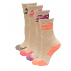 New Balance Crew Socks, White Multi, (S) Ladies 4-6, 6 Pair