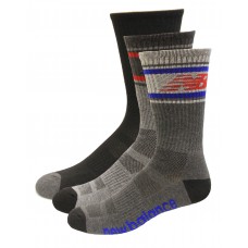 New Balance Performance Cushion Crew Socks, Grey Multi, (L) Ladies 10-13.5/Mens 8.5-12.5, 3 Pair