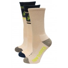 New Balance Performance Cushion Crew Socks, White Multi, (L) Ladies 10-13.5/Mens 8.5-12.5, 3 Pair