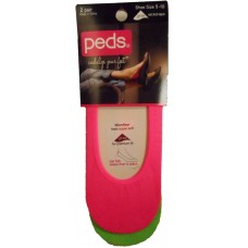 Peds Seamless Ultra Low Cut Liner, Women Size 5-10, 2 Pair (Neon)