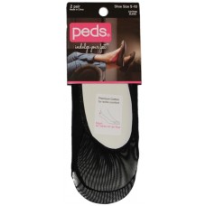 Peds Cotton Mesh Liner, Women Shoe Size 5-10, 2 Pair (Black)