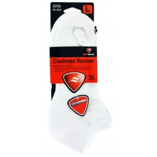 Sof Sole Coolmax Runner Low Cut Socks (3pr), White, Mens 7-12
