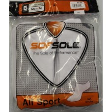 Sof Sole All Sport No Show Socks (6pr), White, Mens 5-9.5