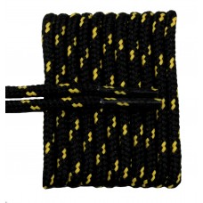FeetPeople High Quality Round Laces For Boots And Shoes, Black With Gold Chip
