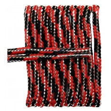 FeetPeople High Quality Round Laces For Boots And Shoes, Black And Red Metallic
