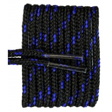 FeetPeople High Quality Round Laces For Boots And Shoes, Black With Royal Chip