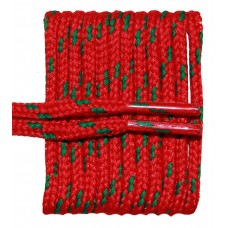 FeetPeople High Quality Round Laces For Boots And Shoes, Red With Green Chip