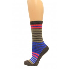 Wise Blend Stripe Crew Socks, 1 Pair, Brown, Medium, Shoe Size W 6-9
