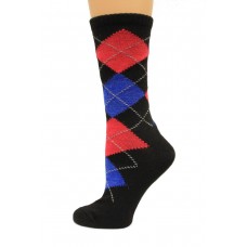 Wise Blend Argyle Crew Socks, 1 Pair, Black, Medium, Shoe Size W 6-9