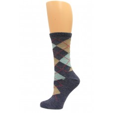 Wise Blend Argyle Crew Socks, 1 Pair, Denim, Medium, Shoe Size W 6-9