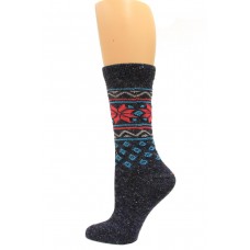 Wise Blend Wintry Mix Crew Socks, 1 Pair, Denim, Medium, Shoe Size W 6-9