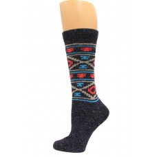 Wise Blend Double Diamond Crew Socks, 1 Pair, Denim, Medium, Shoe Size W 6-9