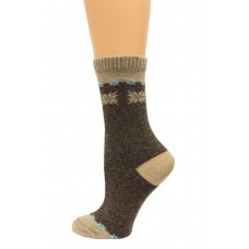 Wise Blend Angora Snow Flake Crew Socks, 1 Pair, Brown, Medium, Shoe Size W 6-9