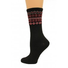 Wise Blend Fairisle Top Crew Socks, 1 Pair, Black, Medium, Shoe Size W 6-9