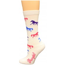 Wrangler Ladies Horses Crew Sock 1 Pair, White, W 7.5-9.5