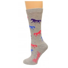 Wrangler Ladies Horses Crew Sock 1 Pair, Grey, W 7.5-9.5